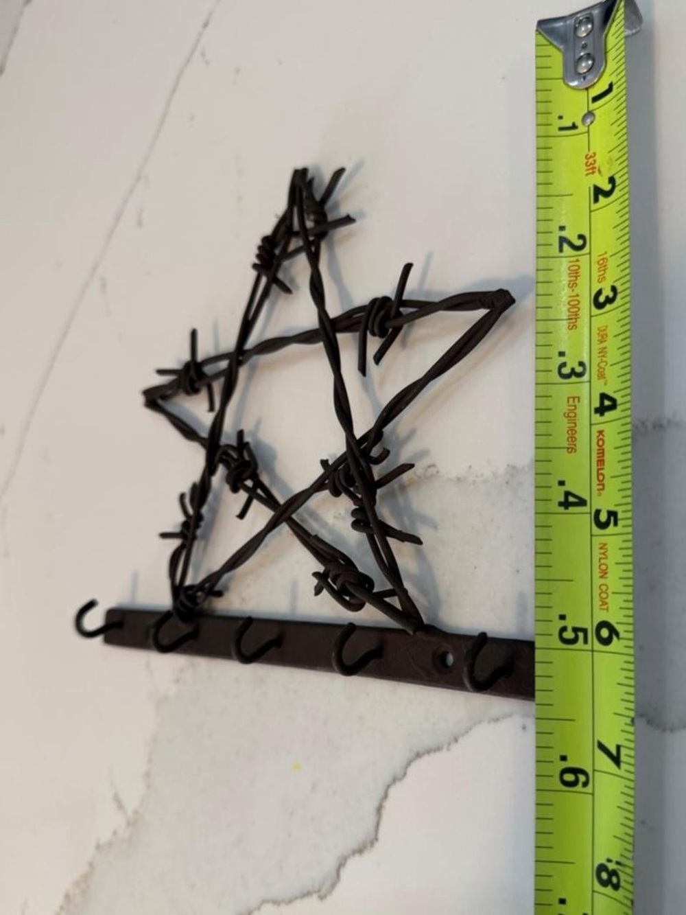 Rustic Barbed Wire Star Hook Rack - Home Wall Decor